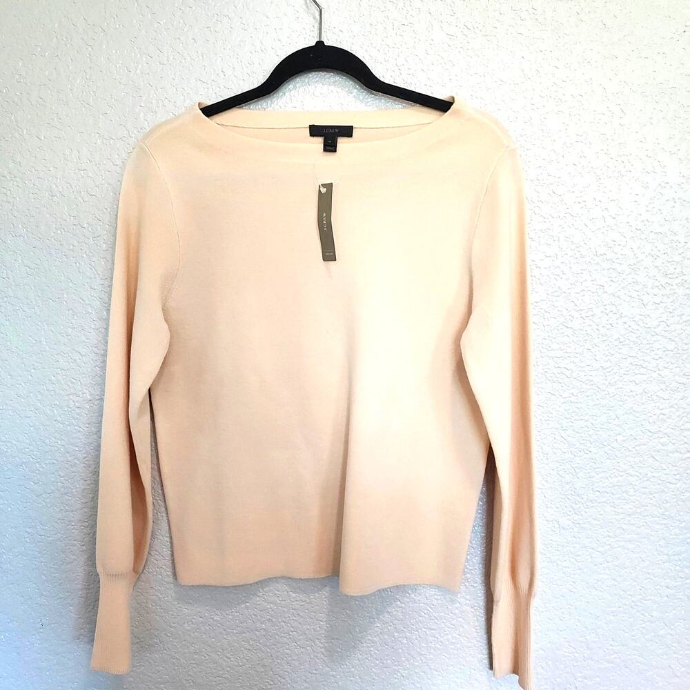 NEW J. Crew Soft Ivory Cream Wool Blend Boat Neck Knit Sweater Size M